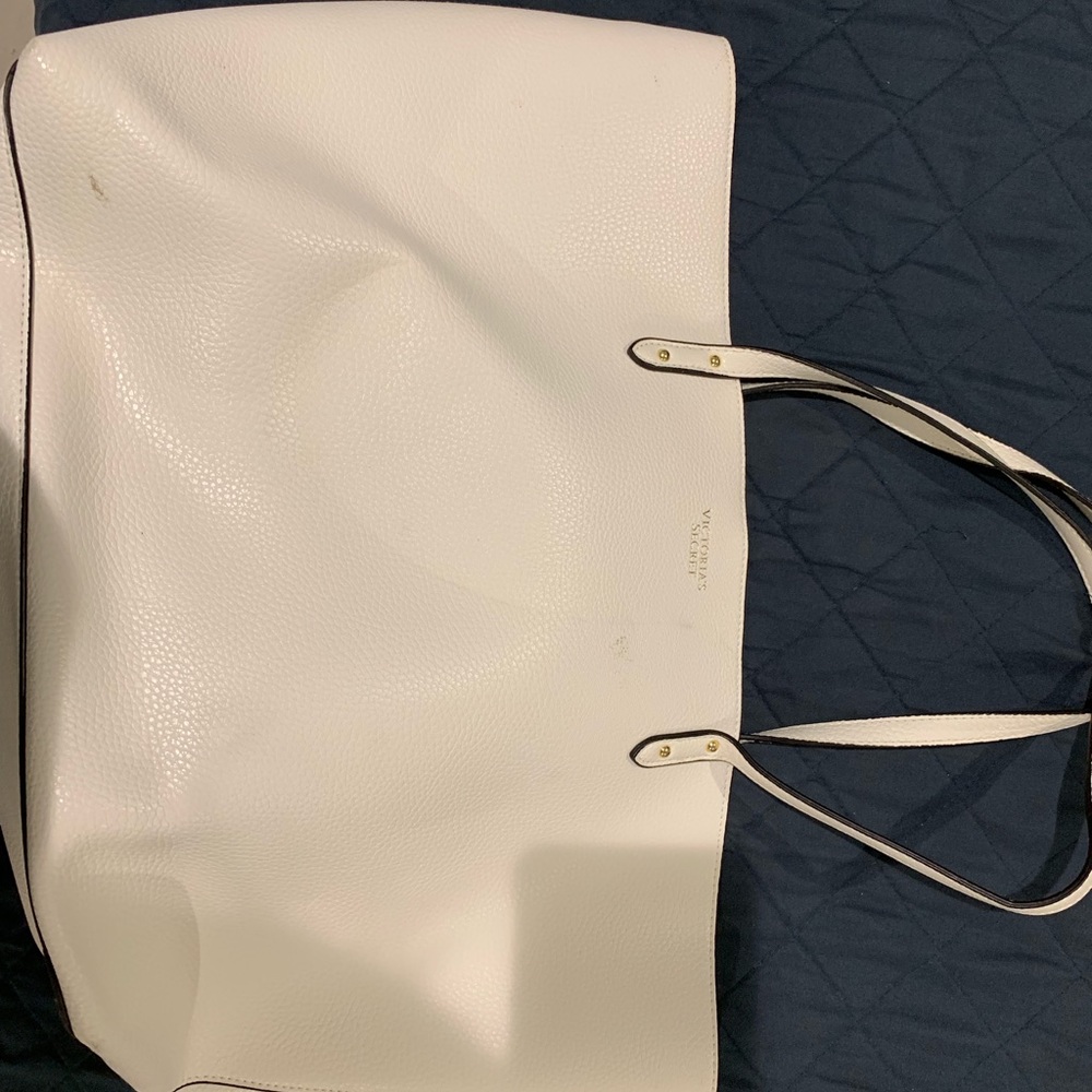 Oversized white Victoria’s Secret tote